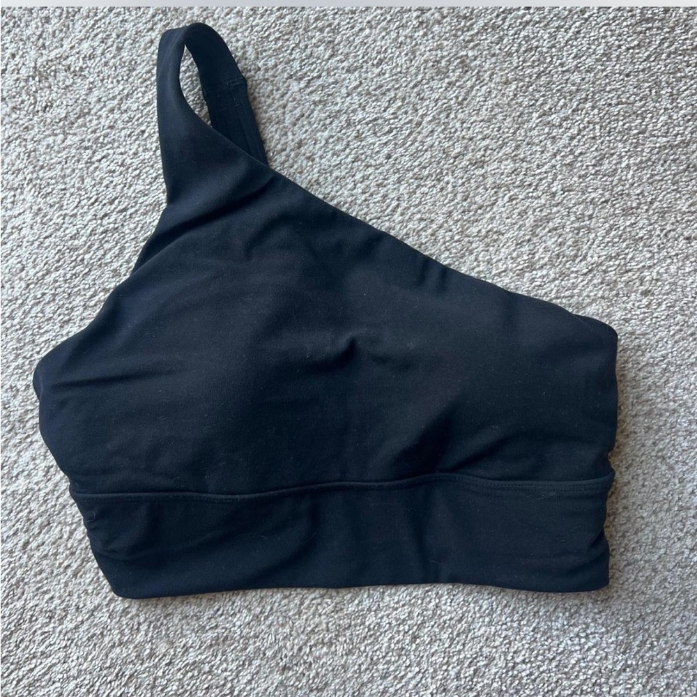 Athleta long line one shoulder bra black